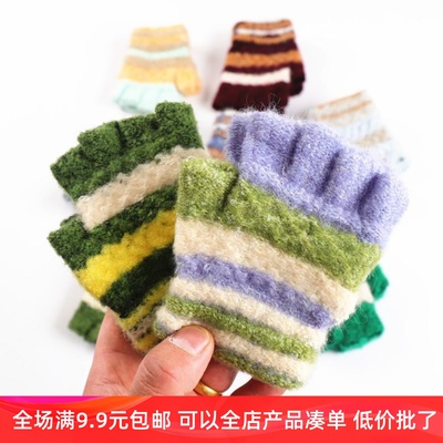 男女宝宝保暖加绒毛绒五指手套