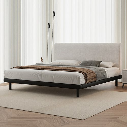 轻奢极简奶油风棉麻布艺床小户型