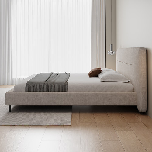 侘寂奶油风可拆洗棉麻布艺床主卧