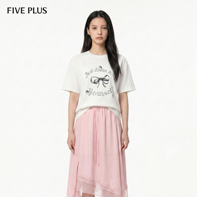 FIVEPLUS蝴蝶结印花T恤