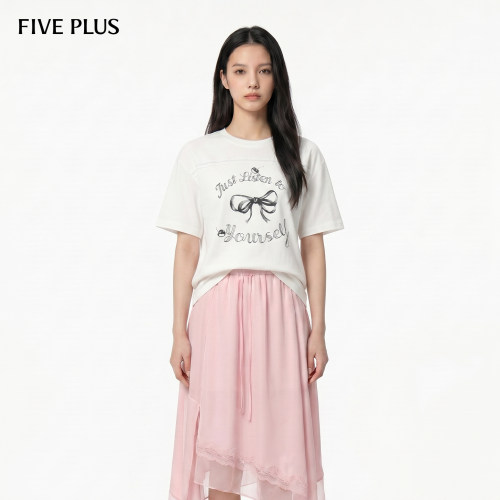 FIVEPLUS蝴蝶结印花T恤