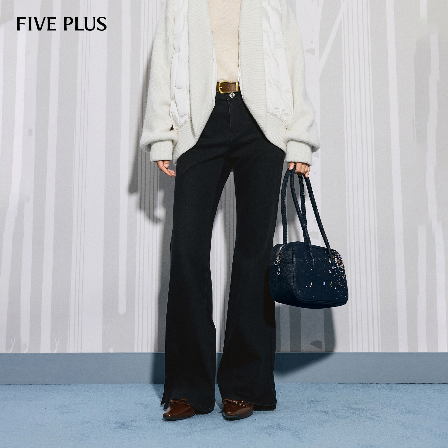 FIVEPLUS微喇牛仔长裤