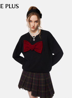 FIVE PLUS毛衣女针织衫可拆蝴蝶结设计感圆领上衣2026新款女春装