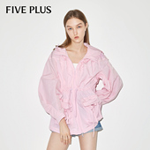 FIVE 拉链潮 PLUS外套女连帽风衣抽绳收腰上衣长袖