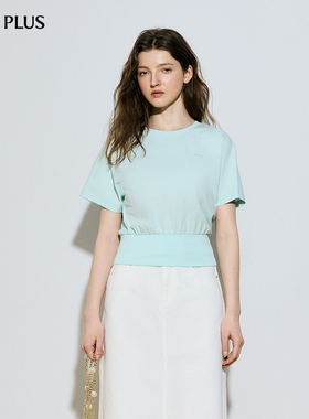FIVE PLUS女夏装可露丽风立体剪裁上衣抽褶收腰T恤女装