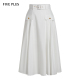 FIVE PLUS半身裙女纯棉中长A字伞裙优雅通勤配腰带