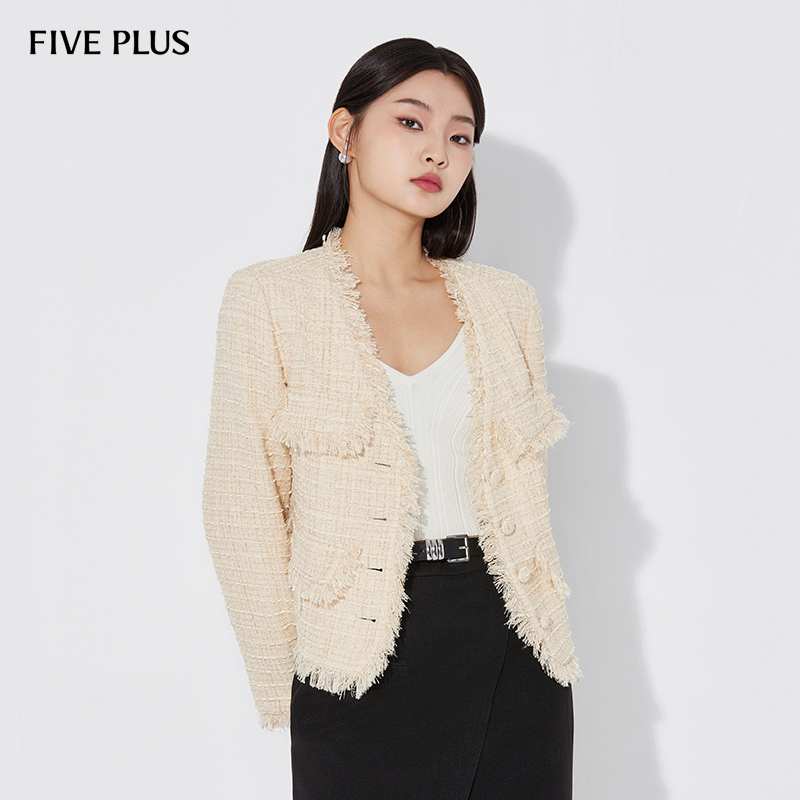 FivePlus小香风肌理感短款外套