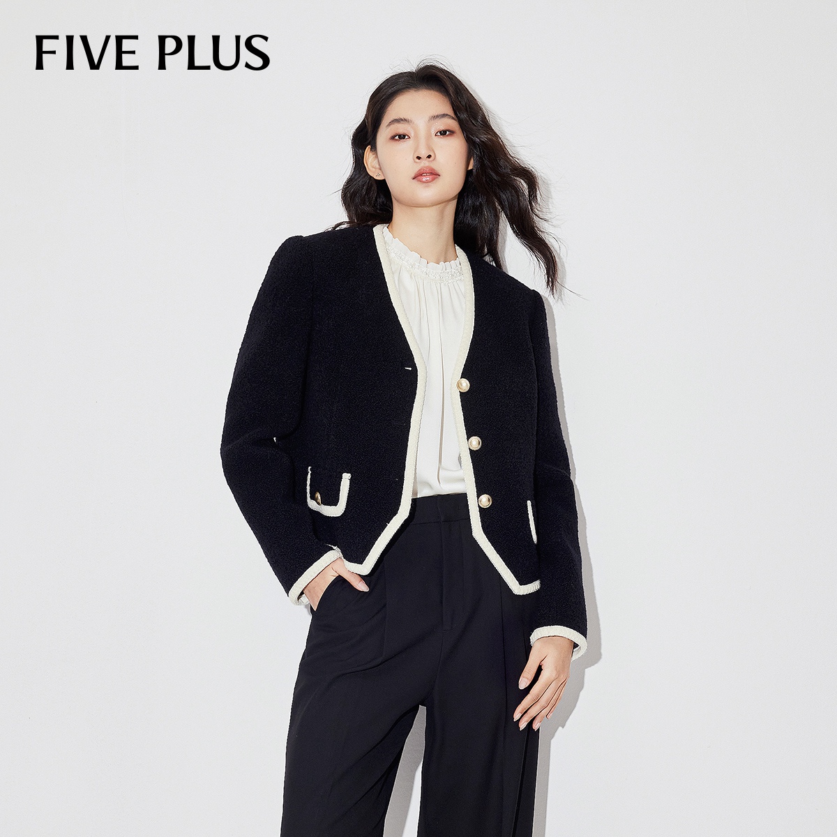 FivePlus小香风羊毛外套