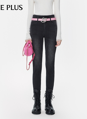 FIVE PLUS牛仔裤女四面弹铅笔长裤高腰显瘦小脚裤