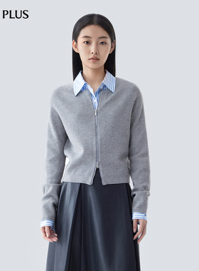 FIVE PLUS针织衫女气质开衫上衣双头拉链miu系通勤