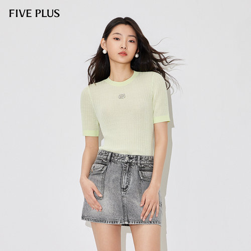 短袖针织针织衫FivePlus圆领