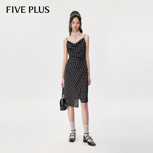 FivePlus法式印花吊带裙