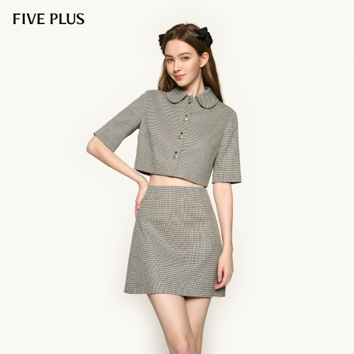 FIVEPLUS翻领复古千鸟格纹外套