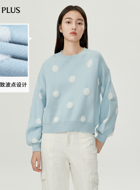 FIVE PLUS针织衫女毛衣圆领复古波点宽松慵懒上衣