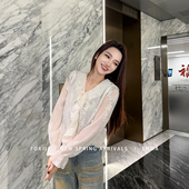 木耳边系带蝴蝶结上衣 精致蕾丝衫 恩佳专享