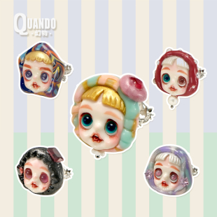 Quando幻物小众原创设计可爱多巴胺娃陶泥纯银戒指手工艺术礼物