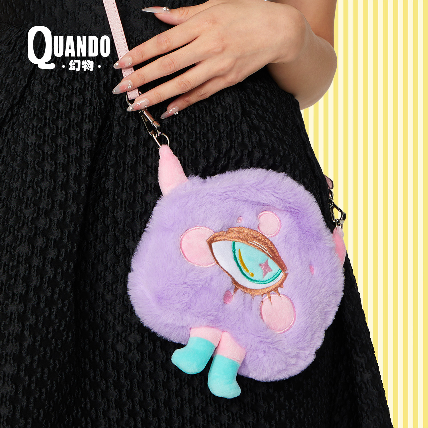 QUANDO幻物小众原创设计花月可爱个性刺绣毛绒包斜挎调节艺术礼物