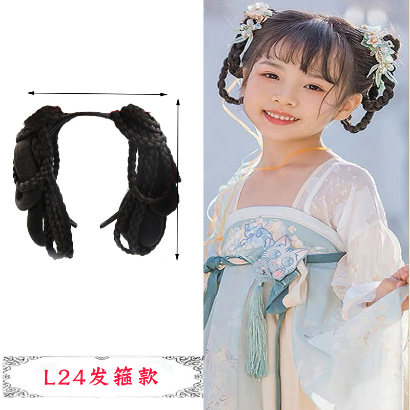 儿童古装汉服造型假发包新款唐风明宋制小仙女懒人一体式发箍COS