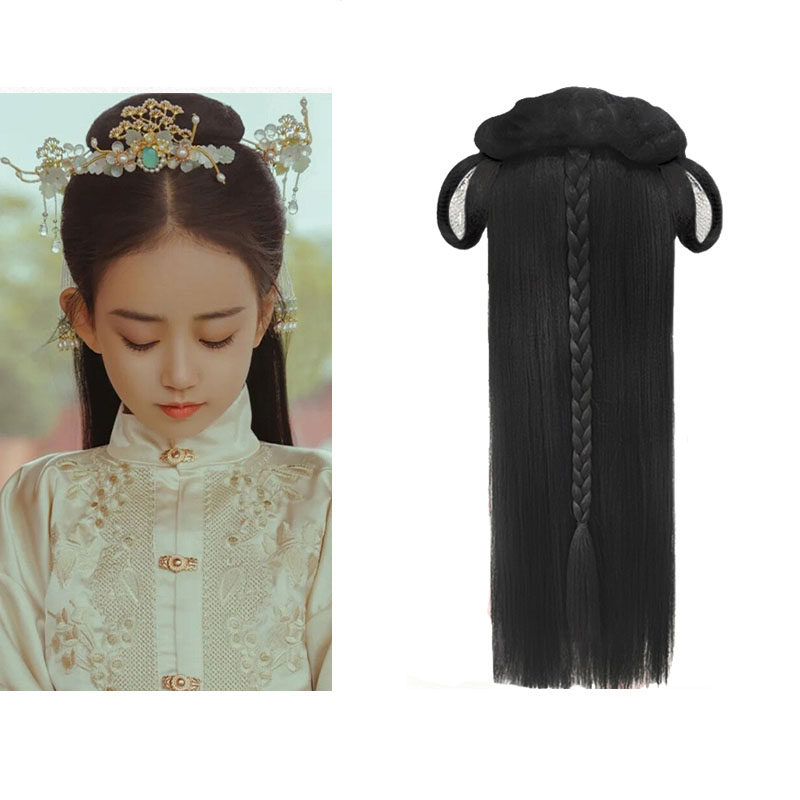 古风汉服儿童款头饰假发一体式发型麻花包发片可爱仙女发髻发包