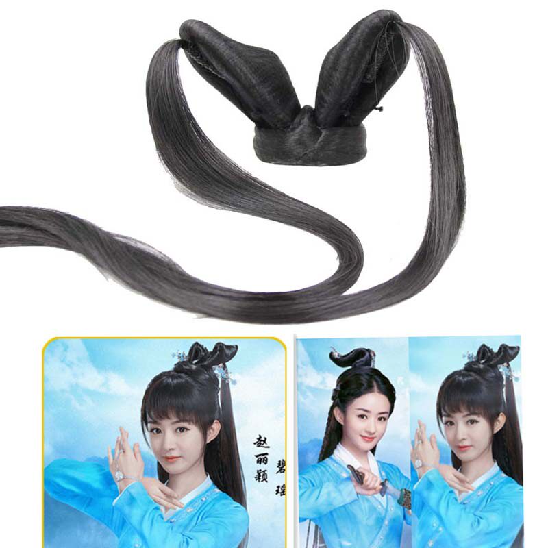 古装汉服造型发髻双头飞天髻 诛仙碧瑶双头发髻 唐装丸子头假发