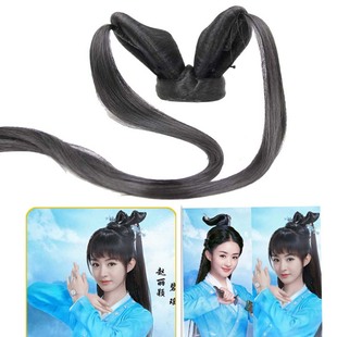 古装汉服造型发髻双头飞天髻 诛仙碧瑶双头发髻 唐装丸子头假发