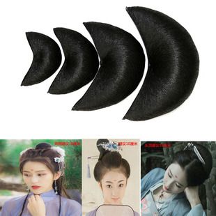 古装假发仙女发包影楼盘发汉服假发包光面弯月牛角垫发包羊角假发