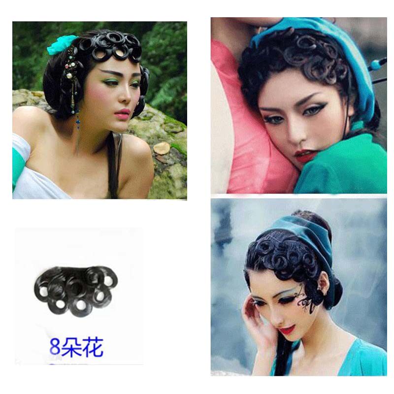 古装戏曲刘海假发片复古圈圈斜刘海白蛇青蛇假发大上海舞女旗袍