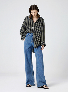 宽松直筒牛仔裤女高腰2025年春夏季薄款显瘦垂感阔腿裤子女士长裤