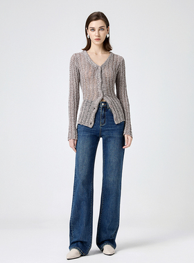 2025秋季新款时髦高腰显瘦牛仔裤女高腰百搭拖地窄版直筒裤子女士