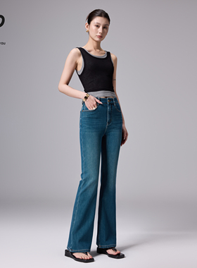 2025新款秋冬季加绒微喇牛仔裤女高腰弹力修身小个子爆款喇叭裤子