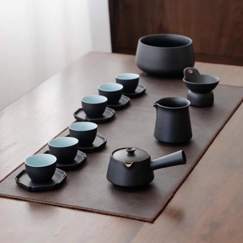 道尚堂茶具套装家用功夫茶道黑色绿色高档轻奢简约粗陶茶器礼盒