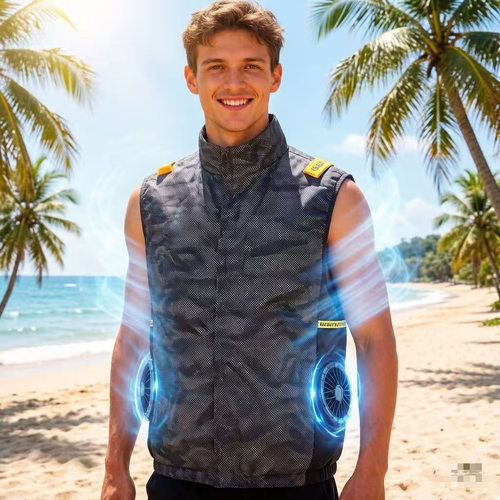 夏季200斤侧腰风扇降温马甲