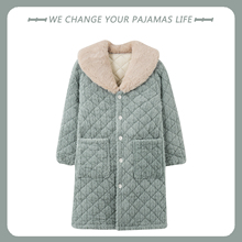 睡袍女秋冬季加厚长款珊瑚绒单件上衣睡衣夹棉短袍浴衣加绒家居服