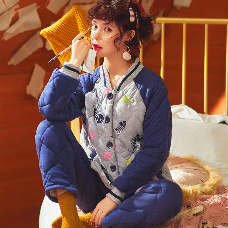 俞兆林纯棉夹棉保暖家居服套装