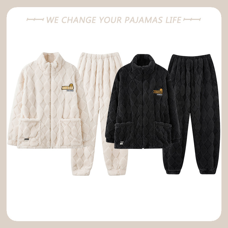 高级感情侣睡衣女冬季珊瑚绒2025新款加绒加厚男士高领拉链家居服,女士内衣/男士内衣/家居服,睡衣/家居服套装,淘宝优惠券,粉丝福利购,淘宝优惠卷
