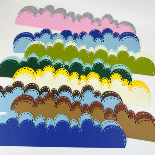 幼儿园环创装饰材料莫兰迪色波浪镂空边框条毛毡布文化墙装饰材料