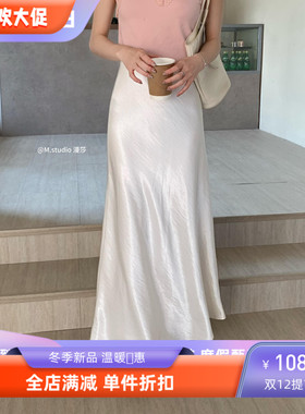 Hazel半裙新款上新001款气质优雅淑女御姐风缎面松紧腰长裙半身裙