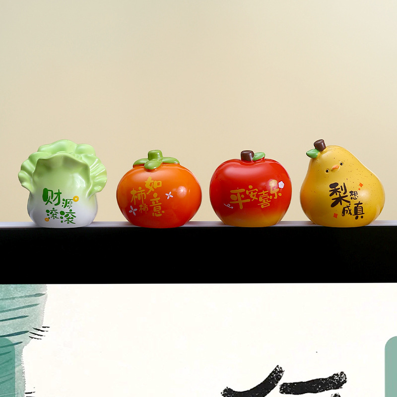 电视机上的电脑小摆件屏幕装饰品办公桌面治愈情绪工位柿柿如意女