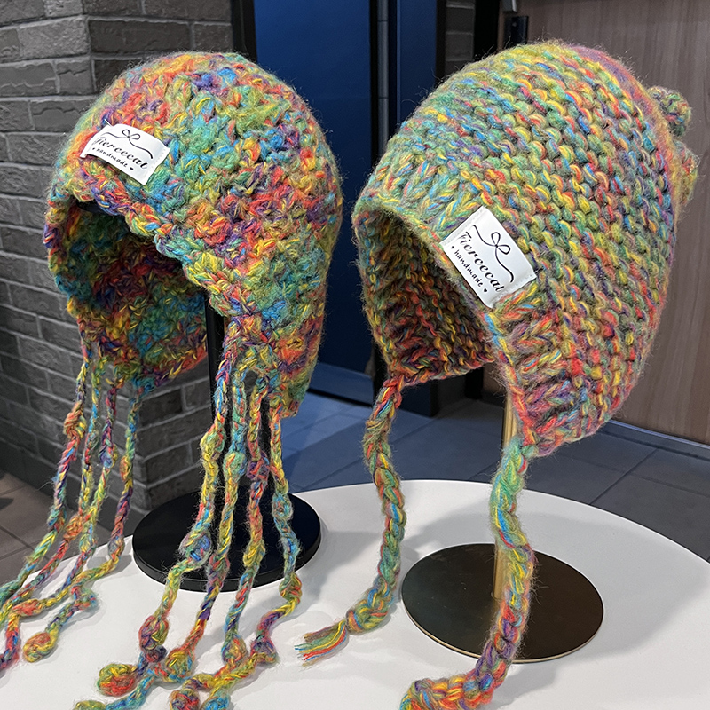 秋冬季保暖防寒毛线针织护耳帽女