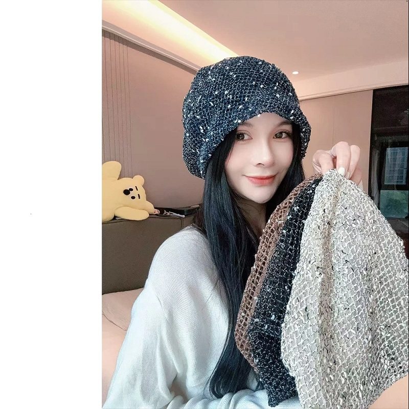 韩版时尚百搭宽松堆堆帽子女显脸小春秋季新款薄款镂空透气包头帽