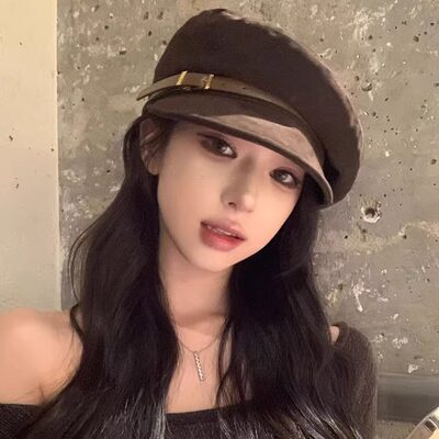皮带扣八角帽英伦风复古报童帽女