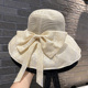大檐遮阳帽夏季 蕾丝蝴蝶结渔夫帽女可折叠防晒帽遮脸太阳帽子 时尚