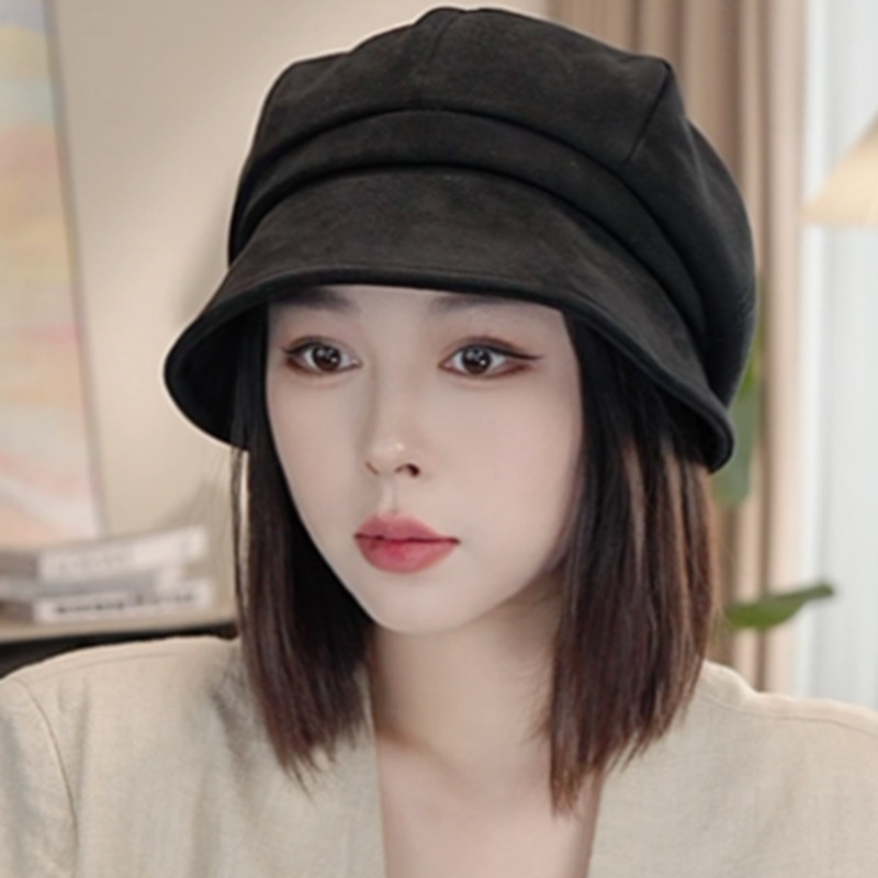 秋冬季保暖显脸小鸭舌贝雷帽女款