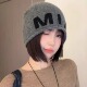 韩版 字母针织毛线帽子女显脸小秋冬保暖堆堆帽韩系冷帽大头围 个性