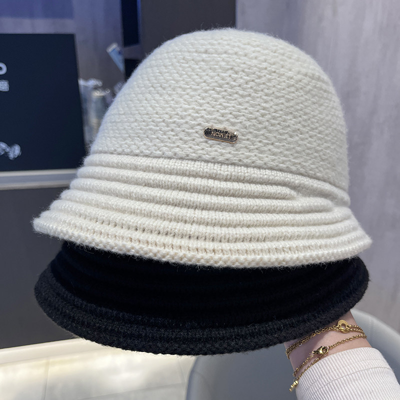 冬季针织渔夫帽子女款可折叠毛线帽加厚保暖盆帽遮脸水桶帽显脸小