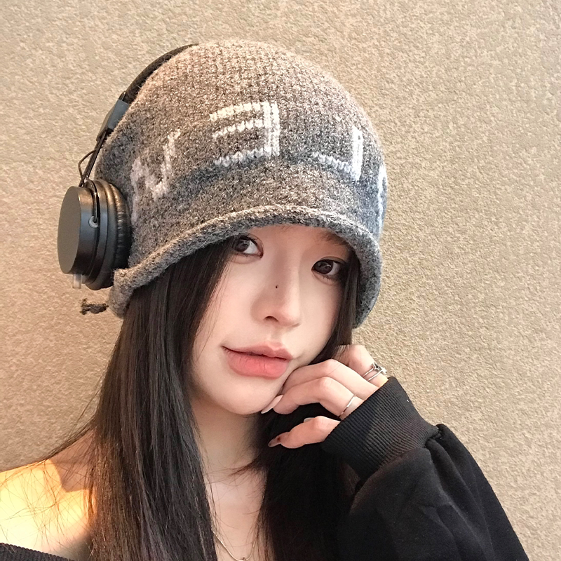 2026新款灰色针织帽子女秋冬季防寒保暖堆堆帽百搭显脸小韩系冷帽