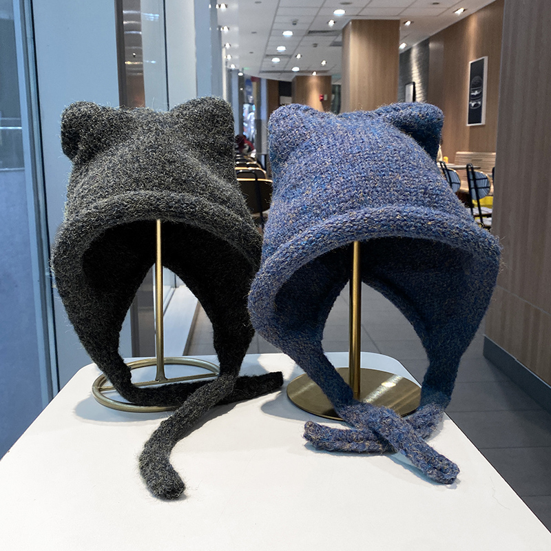 可爱女款毛线帽秋冬户外保暖护耳