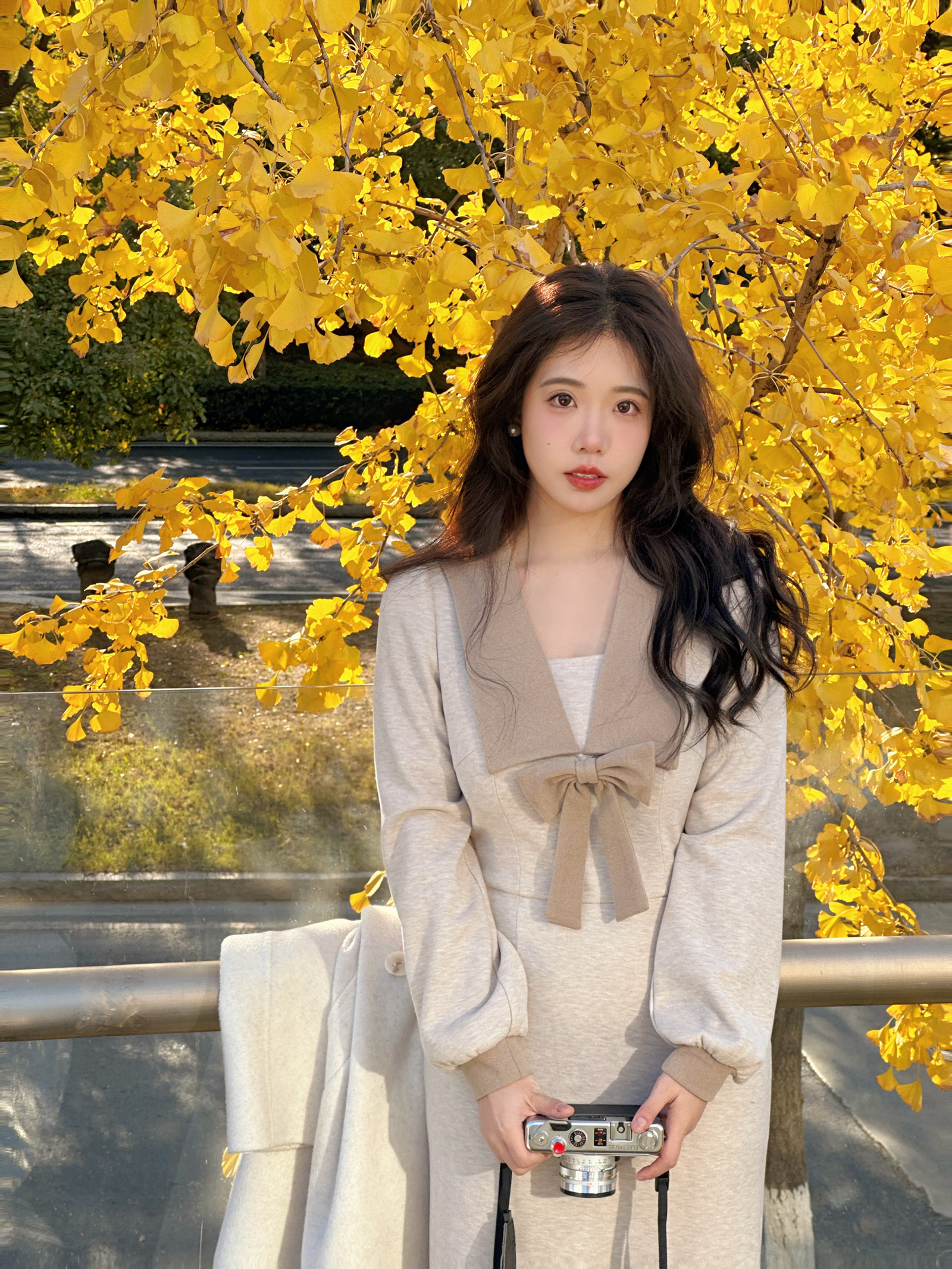 法式海军领加绒减龄连衣裙冬季