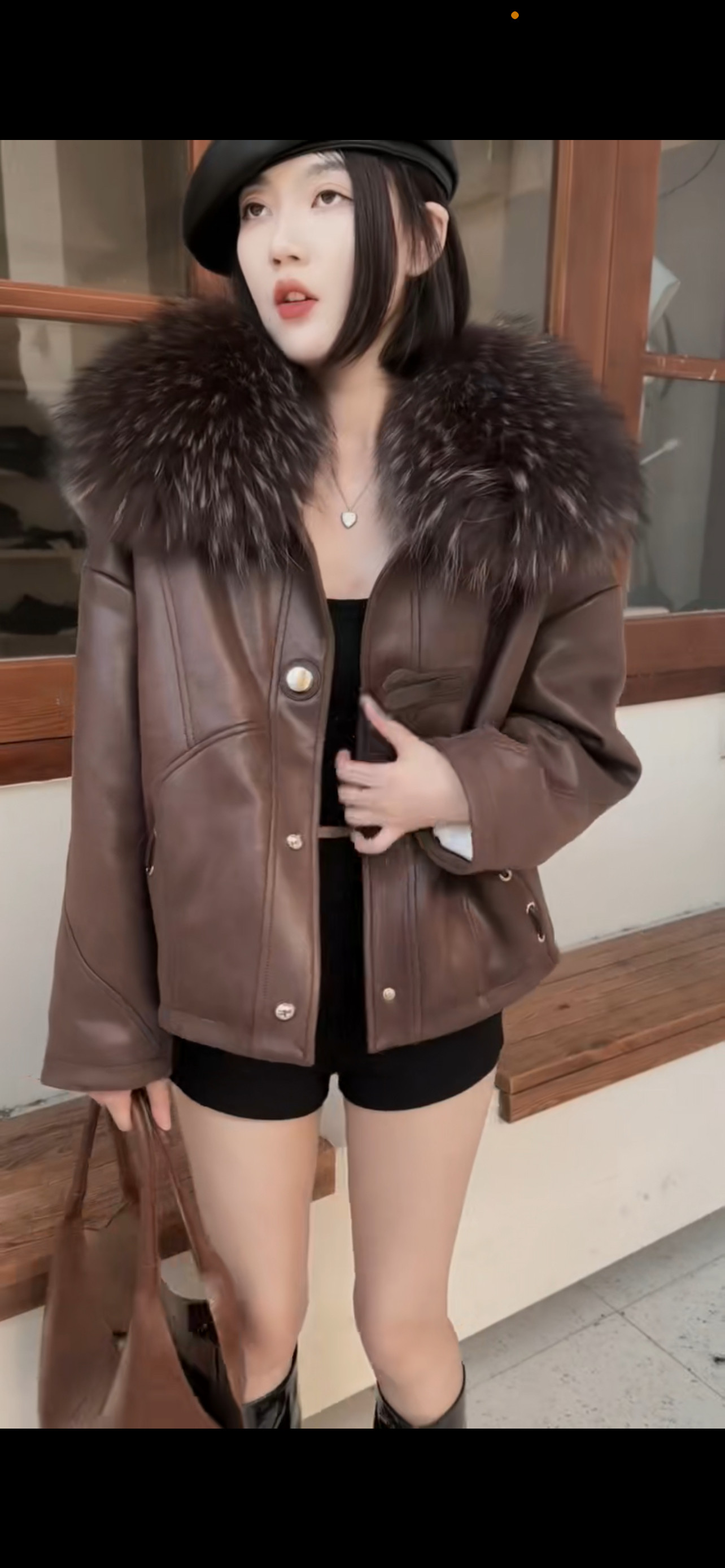 0012025年冬新款狐狸毛皮草外套女大毛领麂皮绒鹅绒内胆毛毛大衣