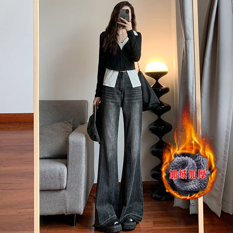 梨形身材微喇牛仔裤女